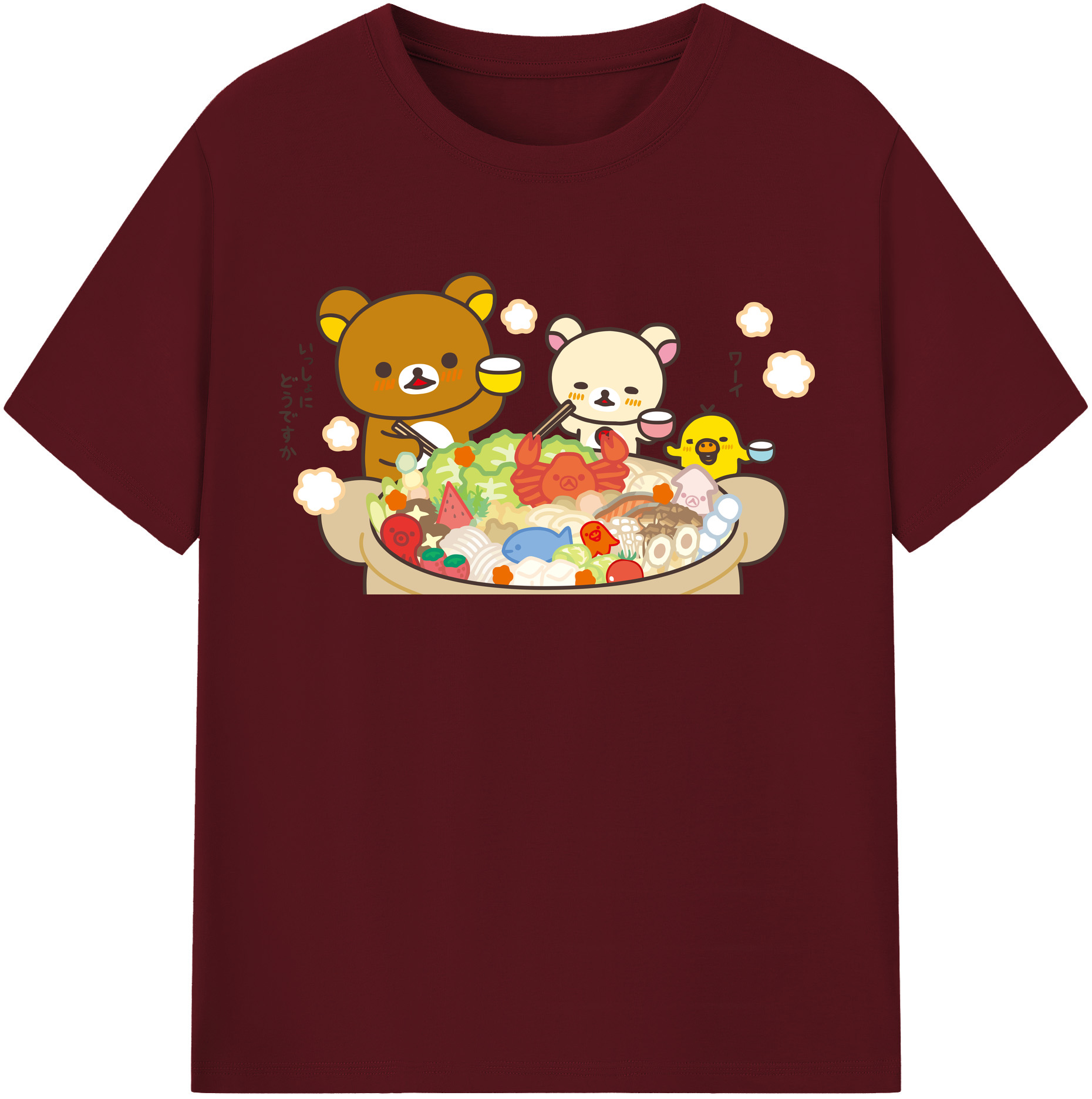 （画像用） リラックマ リラックマ キイロイトリ Rilakkuma Korilakkuma Kiiroitori 綿100％半袖Tシャツ（フロントプリント）